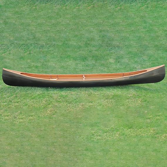 Old Modern Handicra's Wooden Canoe Dark Stained Finish Real Canoe 18' Natural Wood