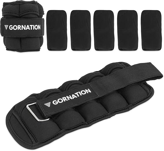 GORNATION Adjustable Ankle Weights, 1kg Weighted Bracelets for Strength & Balance Training, Perfect for Jogging, Fitness, Pilates, Yoga, Aerobics, Comfortable & Secure Fit - 1 Pair