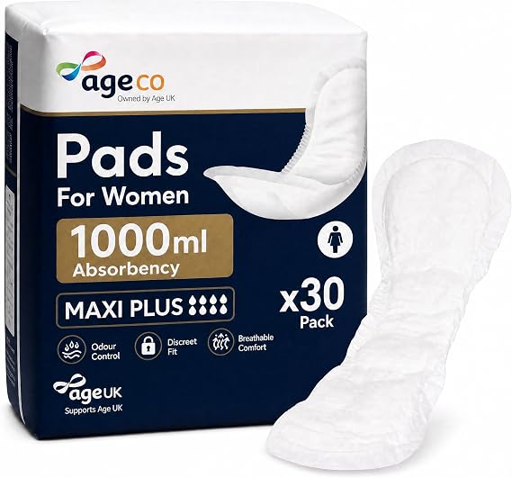Age UK Trading Incontinence Pads Women Maxi Plus 1000ml Discreet 30 Pack