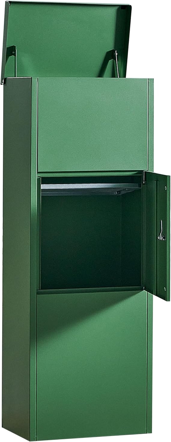 Large Parcel Box Outdoor Parcel Delivery Box Parcel Drop Box Metal Post Box for Internet Deliveries,Wall Mountable Weatherproof Sturdy Mailbox Home Porch - Atahome Ephesus (Green)