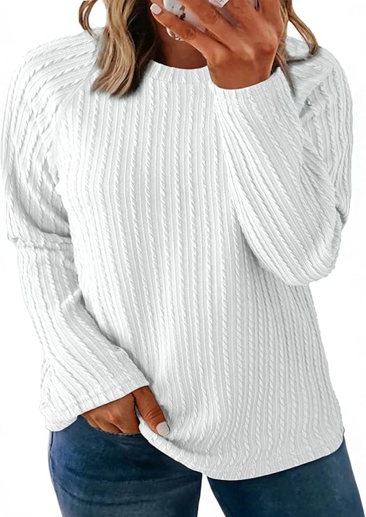 Eytino Womens Plus Size Tops Crew Neck Long Sleeve Basic Tee Shirts