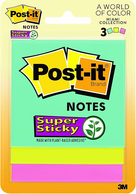 Post-it Super Sticky Notes 3 in. x 3 in, 3 ea