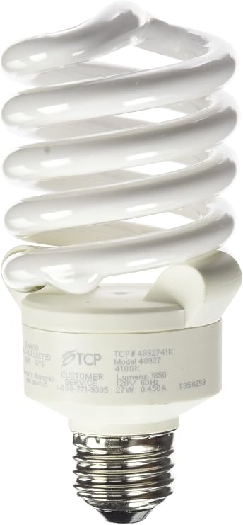 TCP 4892741k CFL Pro A - Lamp - 100 Watt Equivalent (27W) Cool White (4100K) Full Spring Lamp Light Bulb