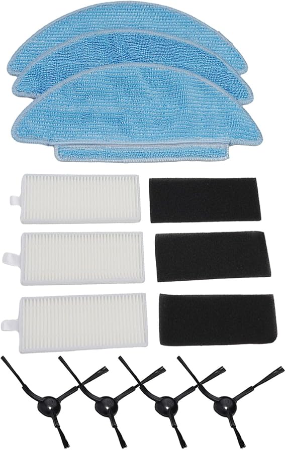 High Performance Replacement Parts for Tikom L9000 and For Lubluelu Robot Vacuums Side Brushes & Filters (A)