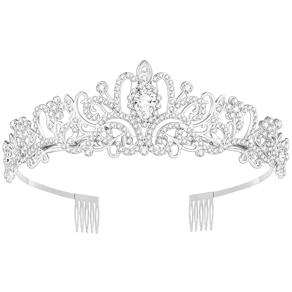 Tiara Crown for Women, Queen Tiara for Birthday Prom Bridal Party Custome Silver