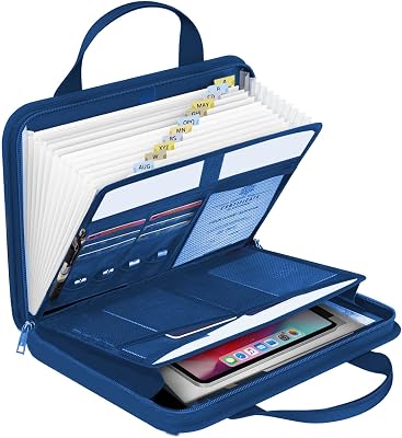 File Organizer Fireproof Expanding Accordion File Folder with Zipper Labels13 Pockets Document Organizer Holder Storage Box Bag for Business Office Receipt Home Travel