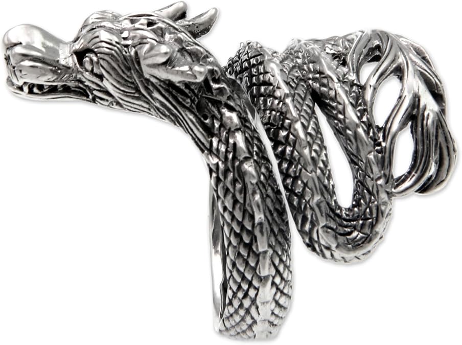 NOVICA Handmade Artisan Sterling Silver Wrap Ring Baby Dragon Unique