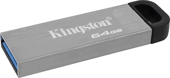 Kingston DataTraveler Kyson 64GB USB Flash Memory Stylish, Coverless Metal body Reading Up to 200MB/s DTKN/64GB