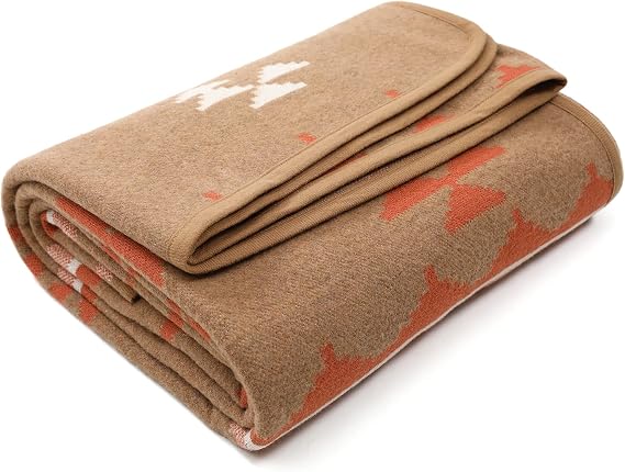 ACUSHLA Merino Wool Blanket Warm Throw Camping Outdoor Travel,Morocco Khaki
