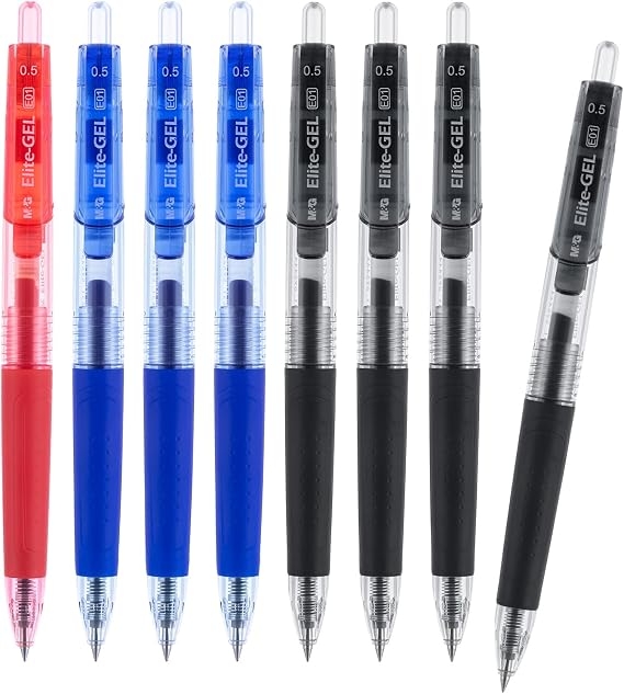 M&G Retractable Gel Pens, 0.5mm Fine Point, 8-Pack Colored Gel Pens (Black/Red/Blue), Smooth Writing Bulk Pens, Large Capacity Journaling Supplies for School & Office
