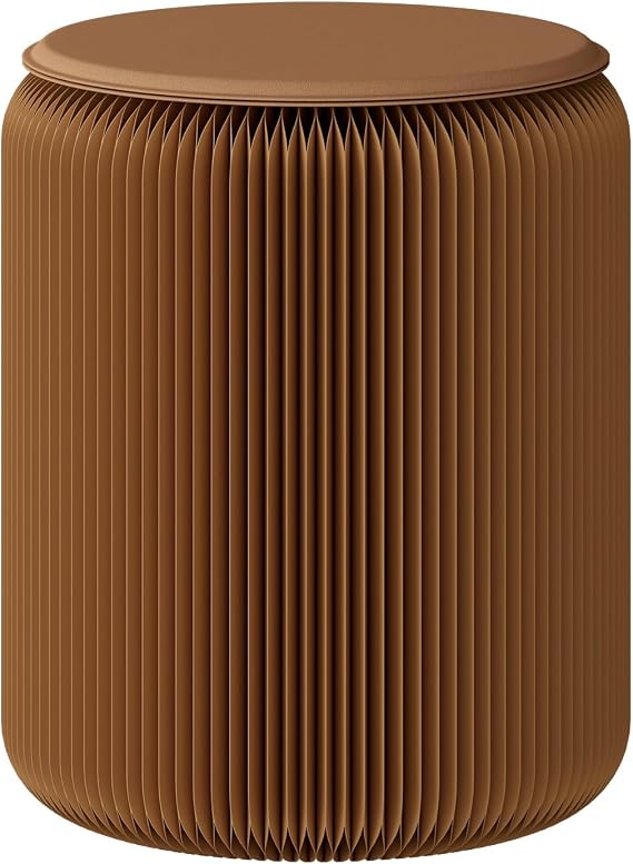 Accordion Design Portable Folding Paper Stool, Multi-Function Retractable Round Foot Stool Rest Side Table, 15.7" Heigh for Home Party Office Booth Exhibition Shopping Mall