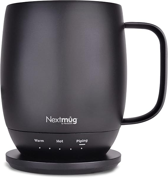 Nextmug - Temperature-Controlled, Self-Heating Coffee Mug | (Black - 14 oz.) No App, Long-Lasting Battery for Work & Study, Great Gift for Coffee Lovers