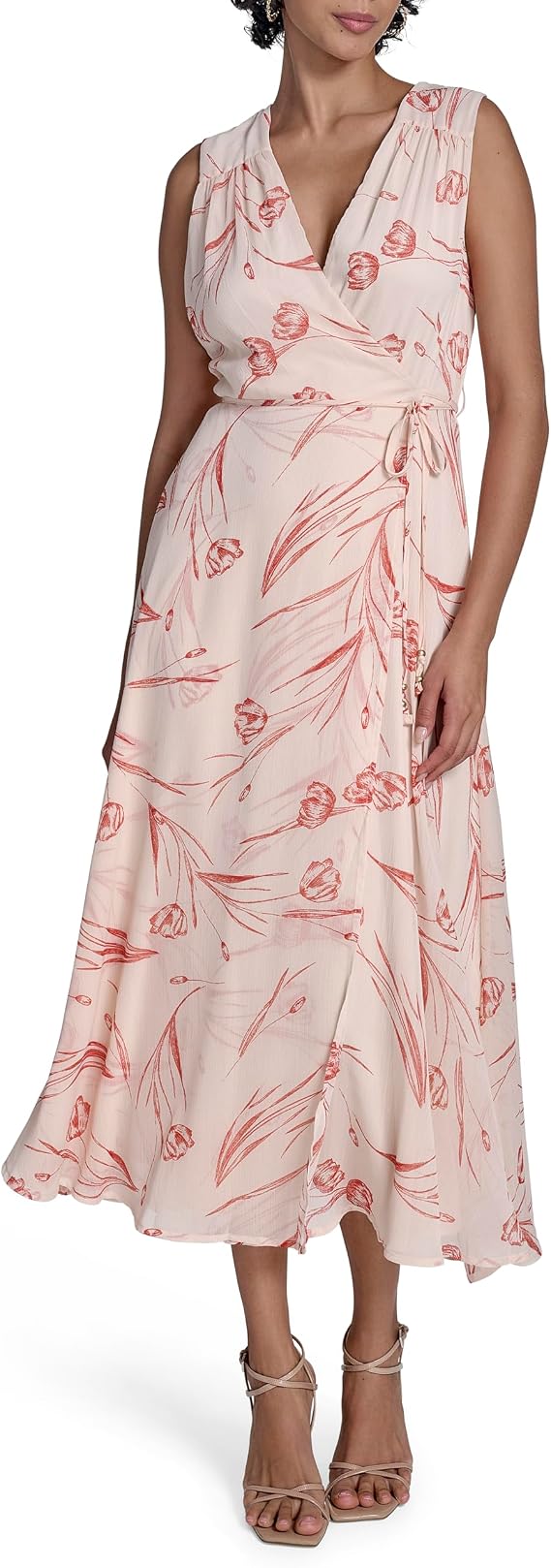 Calvin Klein Gauze Striped Faux Wrap