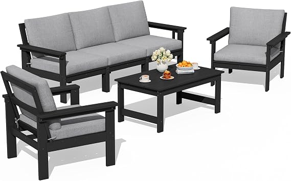 SERWALL HDPE Outdoor Patio Furniture Set Outdoor Couch