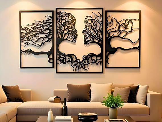 Vailla Tree of Life Wall Wooden Art, Large, Set of 3