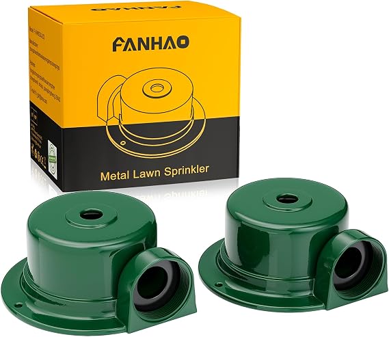 FANHAO 2 Pack Metal Lawn Sprinkler for Yard, Automatic Garden Sprinkler Heavy Duty Lawn Irrigation System, 360 Degree Small to Medium Area Coverage for Grass Patio Garden Irrigation
