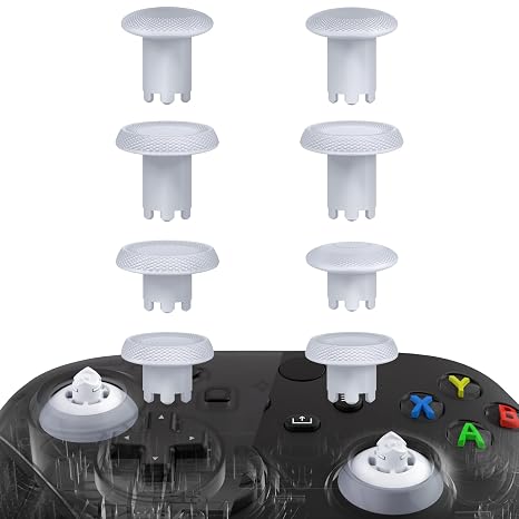 eXtremeRate ThumbsGear V3 Interchangeable Thumbsticks for Xbox Core Controller, 4 Height Adjustable Convex and Concave Grip Joysticks for Xbox One S/X/Elite, for Nintendo Switch Pro - Original White