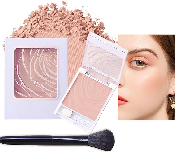 Blushers for Cheeks, Nude Peach Powder Cheeky Blush Palette Korean, Makeup Blushes with Brush, Natural Glow Blendable Long-Lasting Blush Matte Blush Face Powder Blush Smooth, for Women & Girls
