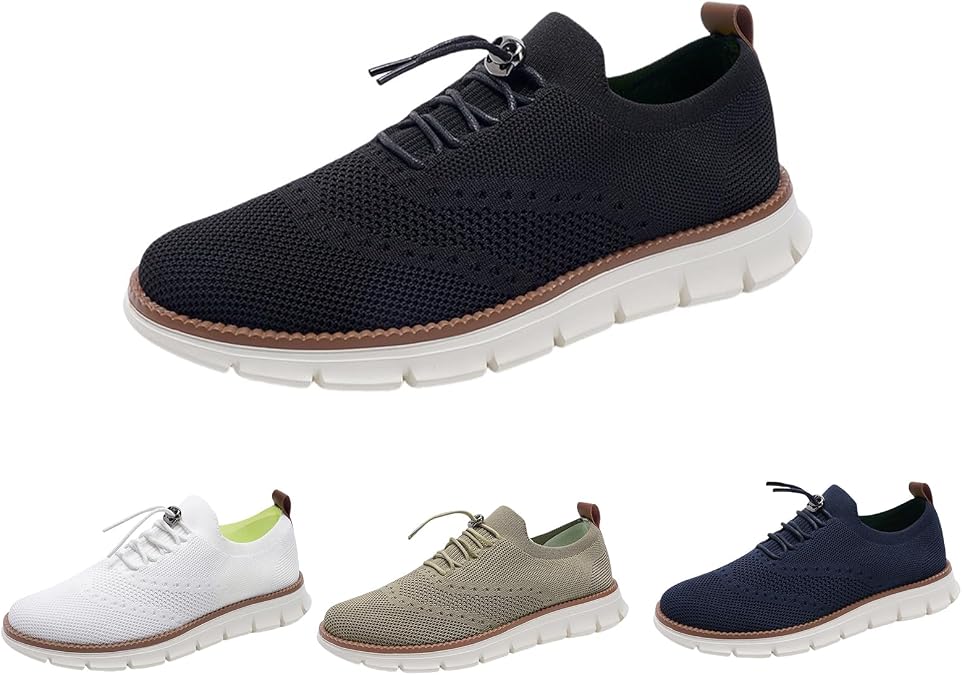 Mens Casual Dress Oxfords Breathable Knit Mesh Lace Up Lightweight Comfortable Walking Fashion Sneakers