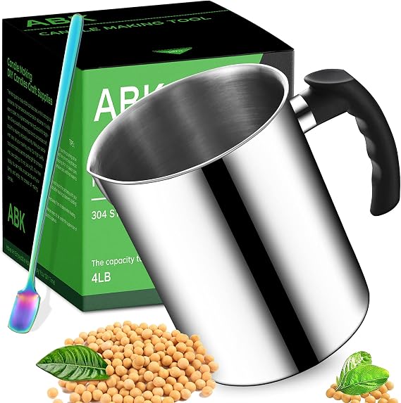 ABK Candle Making Pouring Pot,60oz 304 Stainless Candle Wax Melting Pot