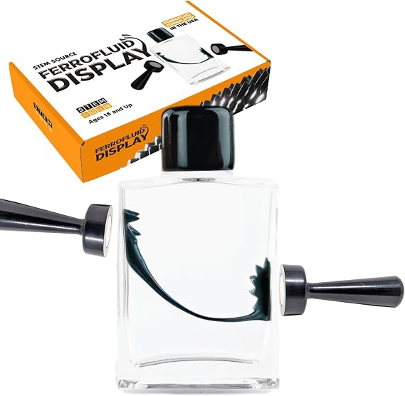 Ferrofluid Display Kit with 2 Neodymium Magnets | Observe magnetic flux, Sealed 2ml ferrofluid, Neodymium magnets included, Rectangular