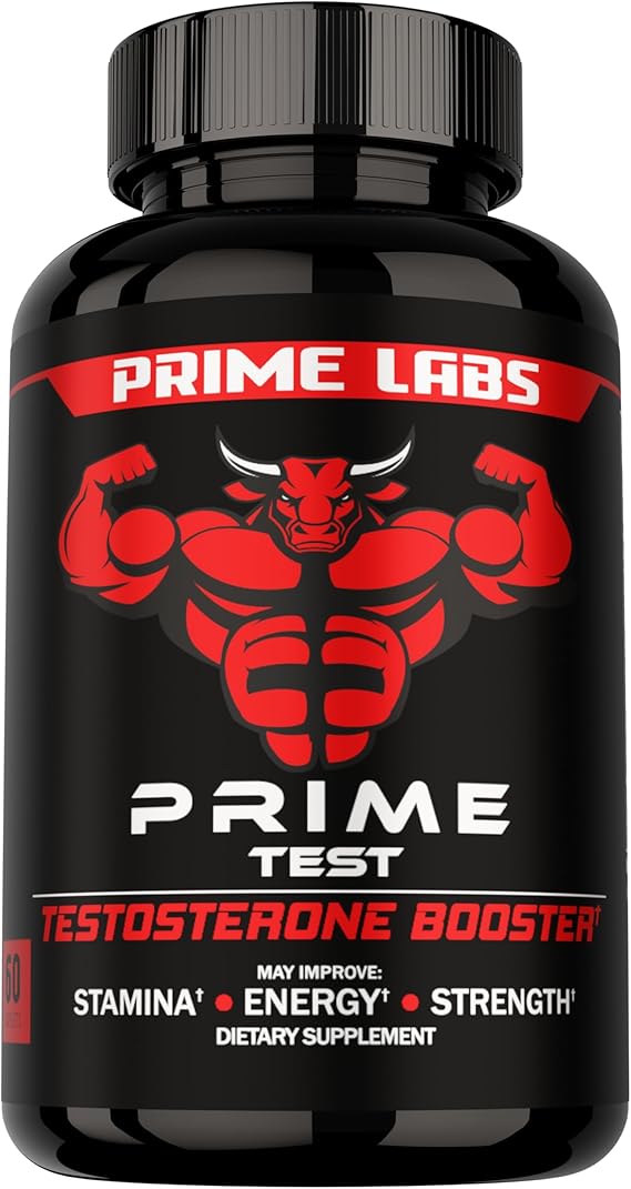 Prime Labs Testosterone Booster for Men, Supports Strength & Stamina | Prime Test Blend with Tongkat Ali, Saw Palmetto & Nettle Root, Made in USA, 60 Caplets