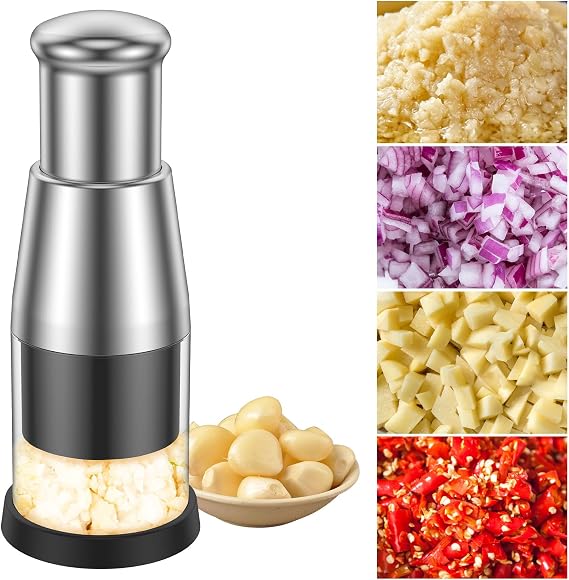 Manual Pressed Chopper, Multi-Functional Manual Garlic Chopper, NEW Compact Mini Dicer Food Chopper, Garlic Crusher for Mincing Garlic Onion Potato Peppers, 1, 20240612162502