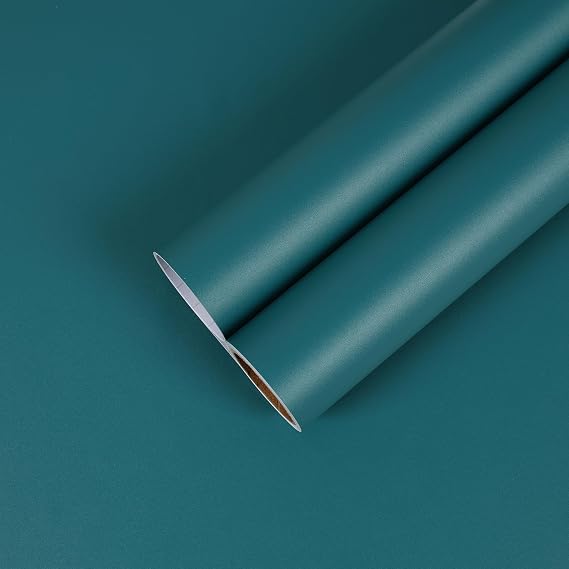 CHIHUT 12''x100'' Modern Calm Teal Blue Peel and Stick Wallpaper Matte Textured Solid Color Wallpaper Removable Self Adhesive Contact Paper for Kitchen Cabinets Countertops Waterproof Vinyl Roll