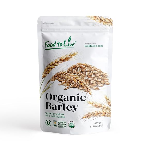 Food to Live Organic Barley Flour, 1 Pound Non-GMO, Stone Ground from Whole Hulled Barley, Fine, Kosher, Vegan, Bulk. Rich in Fiber. Perfect for Flour Blends. Great for Baking. Product of the USA.