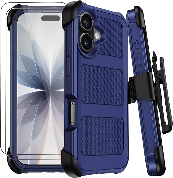for iPhone 17 Case with Belt Clip Holster,Anti-Drop Shockproof (Blue)