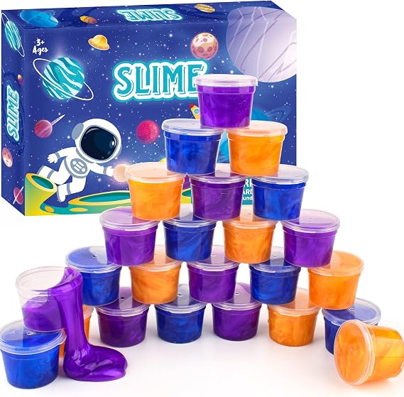 Galaxy Slime 24 Pack – Blue, Gold & Purple Slime Party Favors, Non-Sticky, Soft Slime Kit for Classroom Prizes, Christmas Stocking Stuffers, Goodie Bag Stuffers,Easter Basket Stuffers for Kids