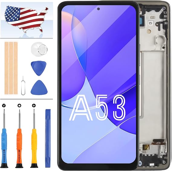 INCELL for Samsung Galaxy A53 5G Screen Replacement for Samsung A53 5G SM-A536U1 SM-A5360 SM-A536B LCD Display Touch Screen Digitizer Assembly Repair Parts Kit (No Fingerprint) (Black with Frame)