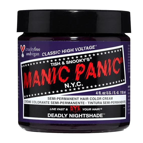 Manic Panic Semi Permanent Purple Hair Dye, Deadly Nightshade, 4 oz