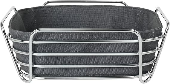 blomus DELARA Wire Serving Basket With Liner Magnet - Charcoal 10" x 10"
