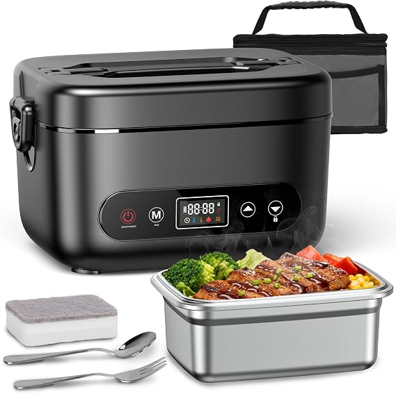 Cosy Life Cordless Electric Lunch Box with 24000mAh Long-Lasting Battery, 5.5 Cups 304 Stainless Steel Heated Lunch Box & Portable Food Warmer for Hot Meals at Office, on Travel & Outdoors