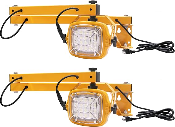 LED Loading Dock Bay Swing Arm Light 2 Pack (50W, 5500LM), Brighten Trailers & Shipping Trailers, Industrial Aluminum Housing, 5ft Power Cord