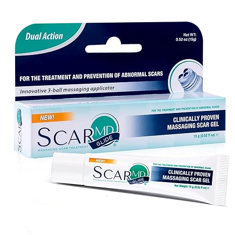 ScarMD Silicone Scar Gel with Ball Applicator - 15g - Scar Cream Scar Treatment for Acne Surgery Cesarean Section & Stretch Marks - Naturally Occurring Silicones & Vitamin E Scar Care