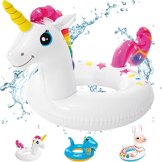 POPOYU Pool Inflatables Pool Floats,Inflatable Swimming Rings for Kids,Pool Tubes SwimmingPool Toys Rubber Ring for Swimming Pool&Beach Party Decorations,Kids Summer Gifts（age 6+）