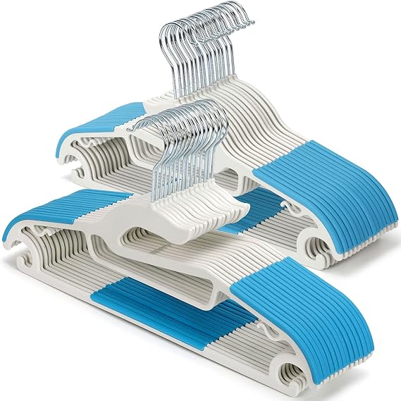 Tinfol Dry Wet Hangers - Space Saving Clothes Hanger, 30pc Plastic Suit Hangers with Non-Slip Pads Clothes - Heavy Duty Hanger Perfect for Cloth, Underwear, Pants, Shirts and Sweaters