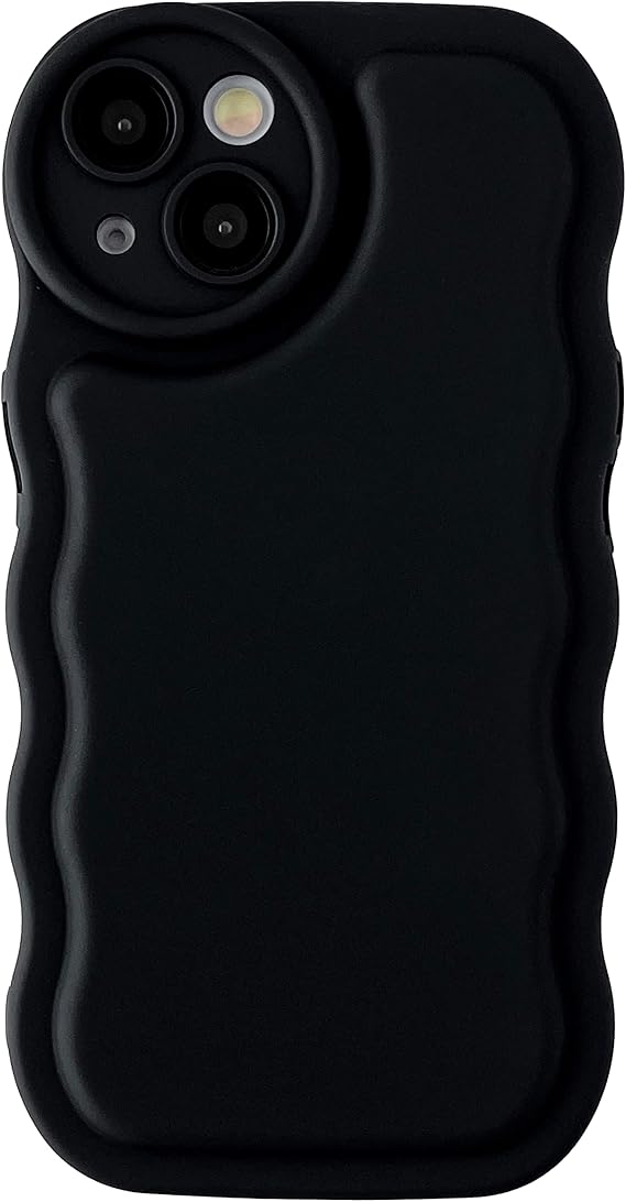 Caseative for iPhone 11 Case,Solid Color Curly Wave Frame Soft Compatible with iPhone Case (Black,iPhone 11)