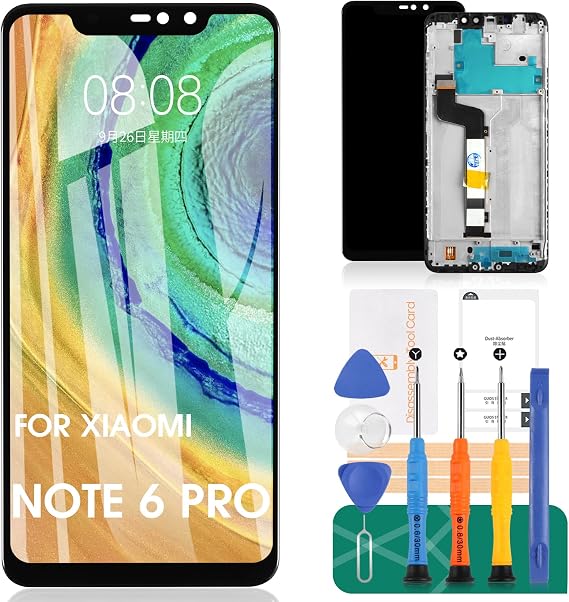 SRJTEK Screen Replacement for Xiaomi Redmi Note 6 Pro/Redmi Note 6pro LCD Display Touch Digitizer Panel with Frame Full Assembly Repair Kits Black