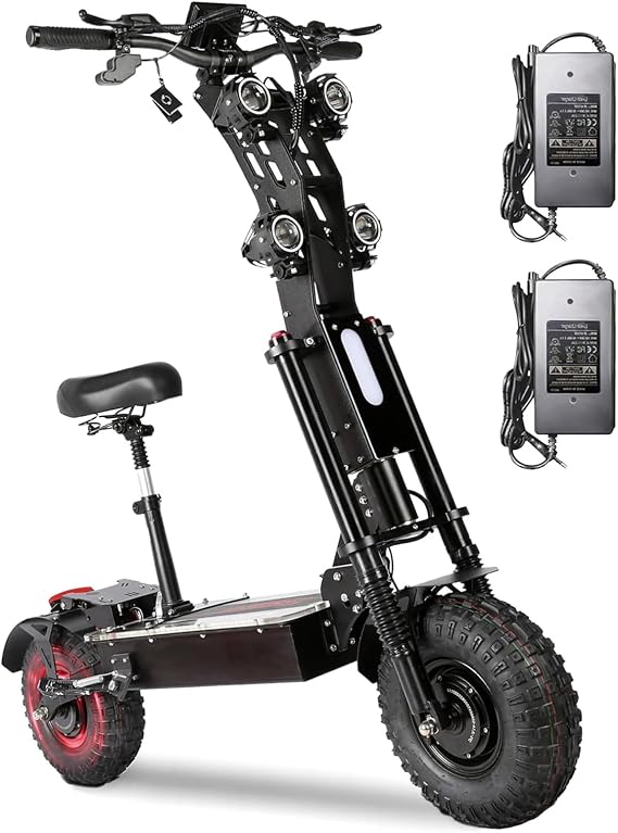 Electric Scooter for Adults with Seat & 2*Charger, High Power 10000W Dual Motor with NFC, Max Speed 60MPH & Up to 70Miles,14" Off-Road Tires, 60V/50Ah Large Capacity Battery(USA Warehouse)