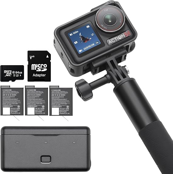 DJI Osmo Action 5 Pro Waterproof Action Camera Bundle, 1/1.3" Sensor
