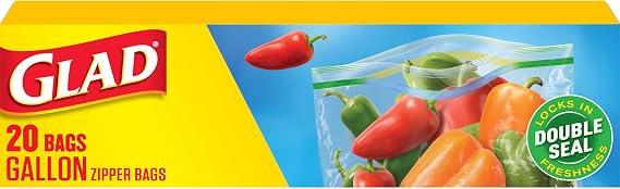 Glad Zipper Food Storage Zipper Bags - Gallon - 20 Count
