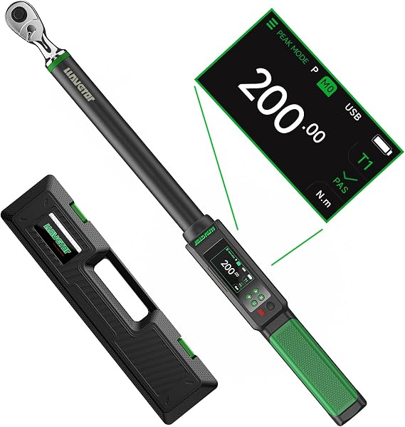 2026 Upgraded Digital Torque Wrench 1/2" Drive, 7.38-147.5 Ft-lbs/10-200 N.m, 2% Torque Wrench with Buzzer & LED Indicator for Automotive Motorcycle & Bicycle (1/2-Inch, 7.38-147.5 Ft-lbs)