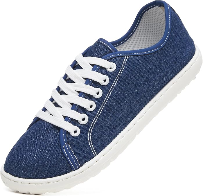 TUOPIN Women's Blue Classic Denim Canvas Tennis Shoes - Size 9 Low Top Lace-Up Sneakers for Casual Fashion