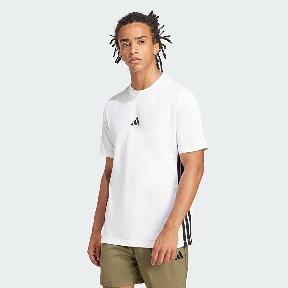 Adidas Men's Essential Three Stripes Single Jersey Tee