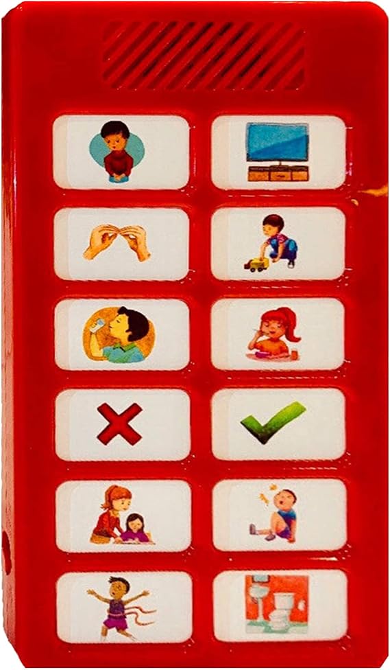 Tiny Talker AAC Communication Device for Nonverbal Children and Adults, 12-Button Recordable Speech Aid (Red)
