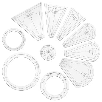 EEEKit 10 PCS Dresden Quilt Templates, Acrylic Quilting Template Ruler with Different Shapes, Triangle Rulers for Quilting and Sewing