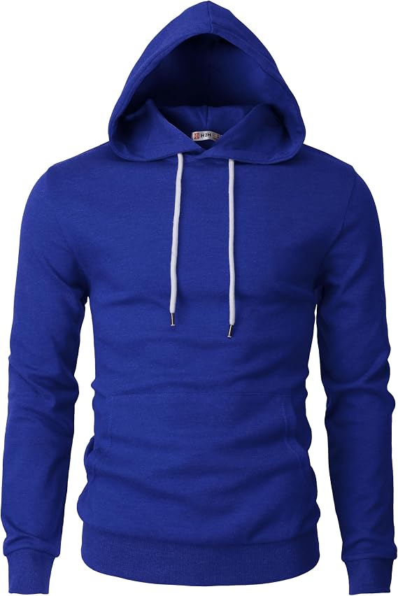 H2H Men's Pullover Hoodie Lightweight Long Sleeve with Kangaroo Pocket Slim Fit Basic Casual Sweatshirt